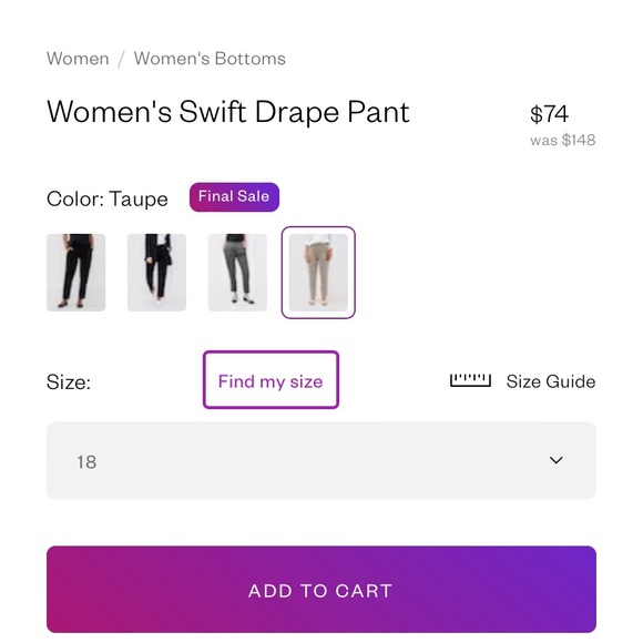 Ministry of Supply Swift Drape Pants, Taupe, Size 18 - Picture 6 of 7